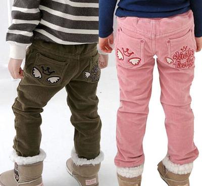 童裝廠家直供 女童天使燈芯絨加絨休閑褲，冬日溫暖與時尚兼備